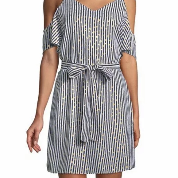 Michael Kors Chained Cold Shoulder Striped Dress - Picture 4 of 8